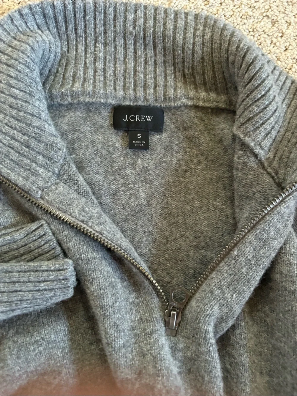 J. Crew Cashmere Men's Gray Half-Zip Sweater